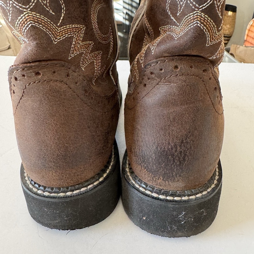 Justin Gypsy Brown Leather Square Toe Boots Cowgirl Western Women's Size 10B - Picture 7 of 15